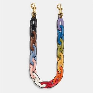 Rainbow Leather Covered Short Chain Strap